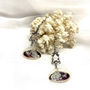 cercei handmade unicat din rasina si scoici naturale 00535 - Artynos.ro