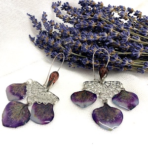cercei handmade unicat din si flori naturale 00542 -  - Artynos.ro