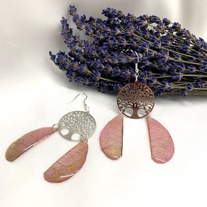 cercei handmade unicat din si flori naturale 00544 - Artynos.ro