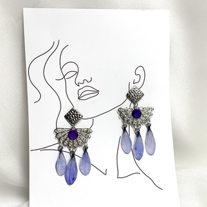 cercei handmade unicat din si flori naturale 00547 - bijuterii - cercei - cercei drop - Artynos.ro