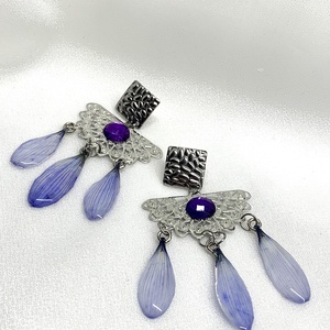 cercei handmade unicat din si flori naturale 00547 - bijuterii - cercei - cercei drop - Artynos.ro