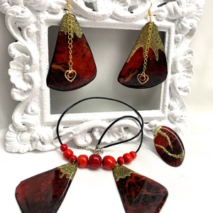  Set bijuterii handmade unicat pictat manual - din rasina 00554 - Artynos.ro