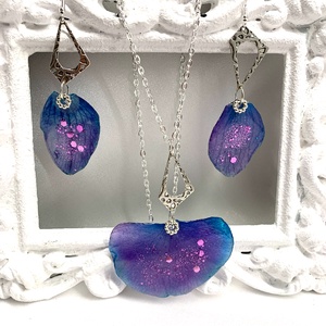 set bijuterii handmade unicat din rasina si flori naturale 00567 -  - Artynos.ro