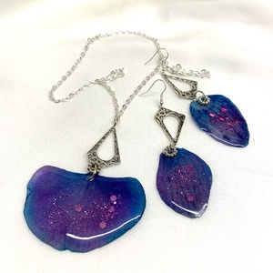 set bijuterii handmade unicat din rasina si flori naturale 00567 -  - Artynos.ro
