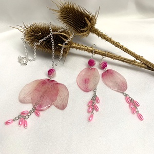 set bijuterii handmade unicat din rasina si flori naturale 00569, Bijuterii, Seturi de bijuterii, Confectionarea bijuteriilor, ARTYNOS