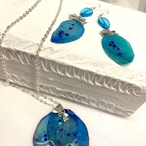 set bijuterii handmade unicat din rasina si flori naturale 00569 - bijuterii - seturi de bijuterii - Artynos.ro