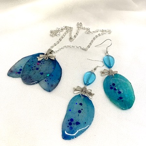 set bijuterii handmade unicat din rasina si flori naturale 00569 - bijuterii - seturi de bijuterii - Artynos.ro