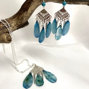 Set bijuterii handmade unicat din rasina si flori naturale 00567 - bijuterii - seturi de bijuterii - Artynos.ro