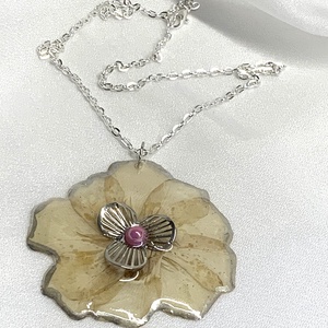 Set bijuterii handmade unicat din rasina si flori naturale 00569 -  - Artynos.ro