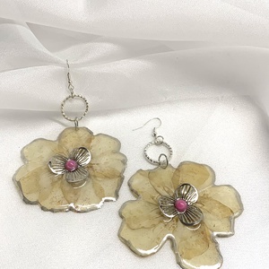 Set bijuterii handmade unicat din rasina si flori naturale 00569 -  - Artynos.ro