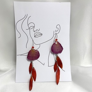 cercei handmade unicat din rasina si flori naturale 00585 - bijuterii - cercei - cercei drop - Artynos.ro