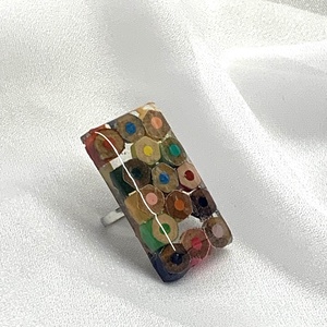 Inel handmade din creioane colorate si rasina 00590 - bijuterii - inele - inele figurate - Artynos.ro