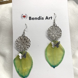 cercei handmade unicat din rasina si flori naturale 00564 - bijuterii - cercei - cercei drop - Artynos.ro