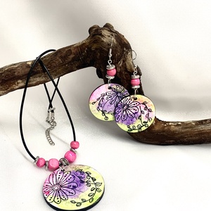 Set bijuterii handmade unicat -pictat manual 00631 - Artynos.ro