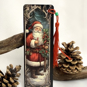 Semn de carte din lemn, decorat manual 00671, Carti si creatii cu tematica muzicala, cadouri, Semn de carte, Decoupage, transfer si tehnici servetel, ARTYNOS