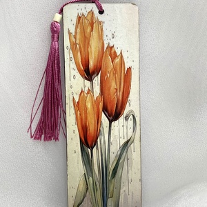 Semn de carte din lemn, decorat manual 00698, Carti si creatii cu tematica muzicala, cadouri, Semn de carte, Decoupage, transfer si tehnici servetel, ARTYNOS
