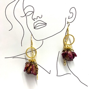 cercei handmade unicat din rasina si flori naturale 00166 -  - Artynos.ro