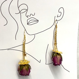 cercei handmade unicat din rasina si flori naturale 00167 -  - Artynos.ro