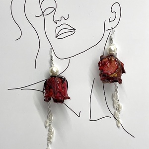 cercei handmade unicat din rasina si flori naturale 00168 - Artynos.ro