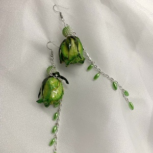cercei handmade unicat din rasina si flori naturale  00174 -  - Artynos.ro