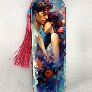 Semn de carte din lemn, decorat manual 00719, Carti si creatii cu tematica muzicala, cadouri, Semn de carte, Decoupage, transfer si tehnici servetel, ARTYNOS