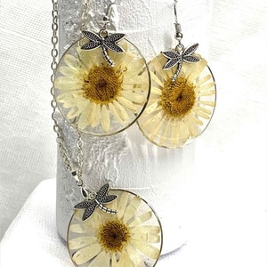 Set Bijuterii handmade unicat din rasina si flori naturale 00744 - Artynos.ro