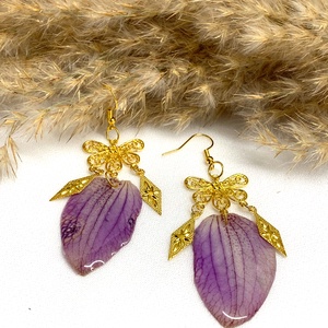 cercei handmade unicat -din rasina si orhidee naturala 00746 -  - Artynos.ro