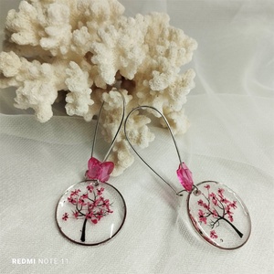 Set bijuterii handmade unicat din rasina si flori naturale 00782 -  - Artynos.ro