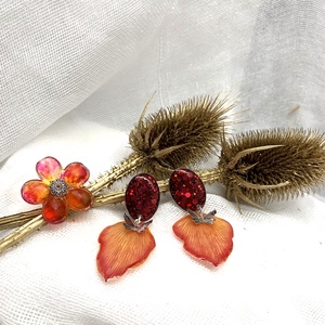 set bijuterii handmade unicat din rasina si flori naturale 00826 - Artynos.ro