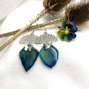 set bijuterii handmade unicat din rasina si flori naturale 00827 - Artynos.ro