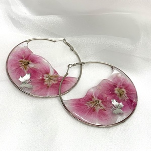 cercei handmade unicat tip creole- flori naturale 00841 -  - Artynos.ro