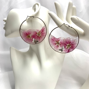 cercei handmade unicat tip creole- flori naturale 00841 -  - Artynos.ro