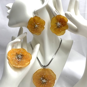 set bijuterii handmade unicat cu flori naturale 00853 - Artynos.ro