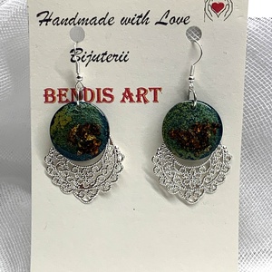  cercei handmade unicat din rasina si flori natural 00864 -  - Artynos.ro