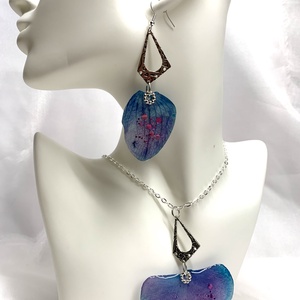 set bijuterii handmade unicat din rasina si flori naturale 00708 - bijuterii - seturi de bijuterii - Artynos.ro