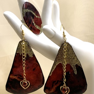  Set bijuterii handmade unicat pictat manual - din rășină 00554 - bijuterii - seturi de bijuterii - Artynos.ro