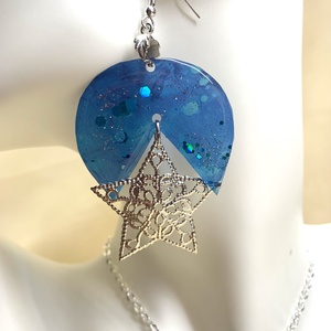 Set bijuterii handmade unicat pictat manual - din rășină 00551 - bijuterii - seturi de bijuterii - Artynos.ro