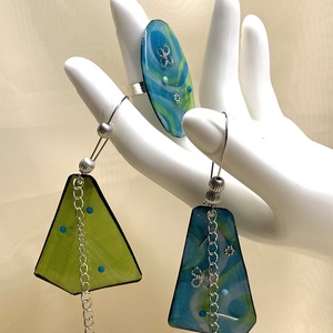 set bijuterii  handmade unicat- pictat - din rasina 00549 - bijuterii - seturi de bijuterii - Artynos.ro