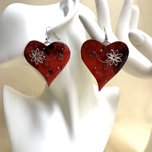 Cercei pictati manual  00856 - bijuterii - cercei - cercei din rășină - Artynos.ro