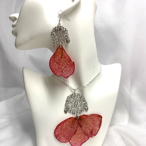 Set bijuterii cu flori naturale Trandafiri 00557 - bijuterii - seturi de bijuterii - Artynos.ro