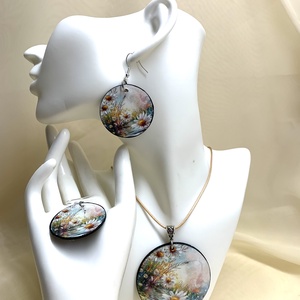 Set bijuterii handmade 00462, Bijuterii, Seturi de bijuterii, Confectionarea bijuteriilor, Decoupage, transfer si tehnici servetel, ARTYNOS