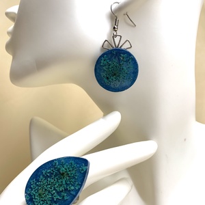 Set Bijuterii handmade unicat din rasina flori naturale 00921, Bijuterii, Seturi de bijuterii, Confectionarea bijuteriilor, ARTYNOS