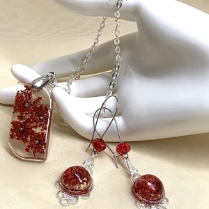 Set Bijuterii din rasina flori naturale 00929 - bijuterii - seturi de bijuterii - Artynos.ro