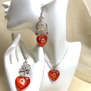set bijuterii handmade unicat din rasina si flori naturale 00932, Accesorii nunta, Bijuterii mireasa, Set bijuterii de mireasa, Confectionarea bijuteriilor, ARTYNOS
