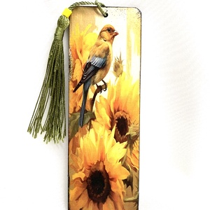 Semn de carte din lemn, decorat manual 00986, Carti si creatii cu tematica muzicala, cadouri, Semn de carte, Decoupage, transfer si tehnici servetel, ARTYNOS