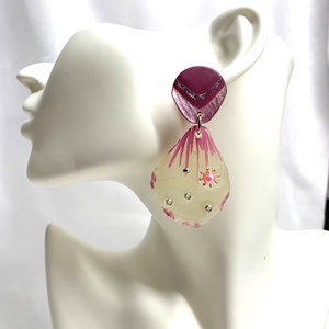 cercei handmade unicat din rasina si flori naturale 00084  - bijuterii - cercei din rășină - Artynos.ro