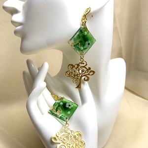 cercei handmade unicat din rasina si flori naturale 00094 - Artynos.ro
