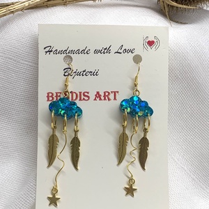 cercei handmade unicat din rasina 01015 -  - Artynos.ro