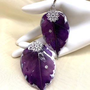 Set bijuterii cu frunze naturale Magnolie 00974 - bijuterii - seturi de bijuterii - Artynos.ro