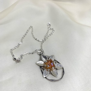 Colier-pandantiv inox si sticla  01136 - bijuterii - coliere - coliere cu pandative - Artynos.ro